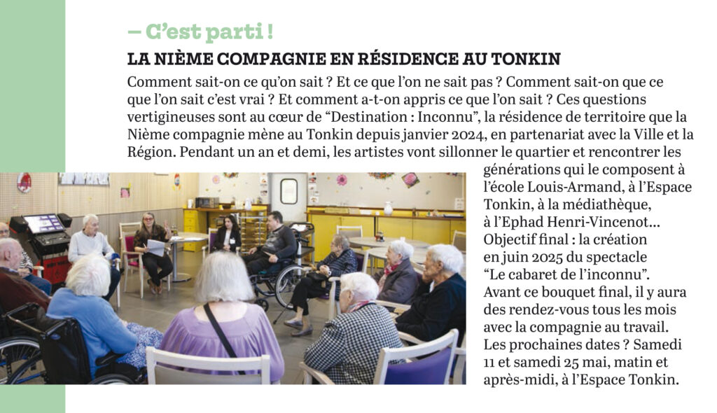 Article résidence "Destination : inconnu" Viva Quartier Tonkin_Charpennes, Mai 2024